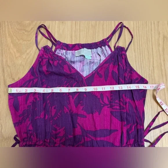 Anthropologie Saturday Sunday Magenta Purple Floral Maxi Dress 100% Cotton SizeS - Picture 7 of 9